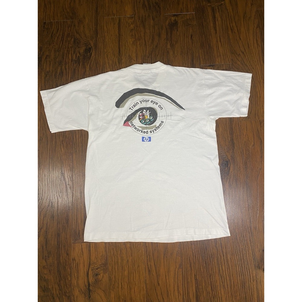 Vintage Hp Hewlett Packard Networked Systems T-Shirt White Fruit Of The Loom L